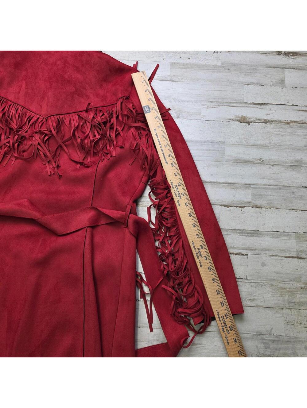 Powder River Outfitters Faux Suede Fringed Coat Jacket LG Western Boho Cowgirl - Picture 7 of 9